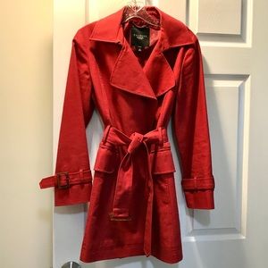 Talbot’s crimson, cotton trench coat.